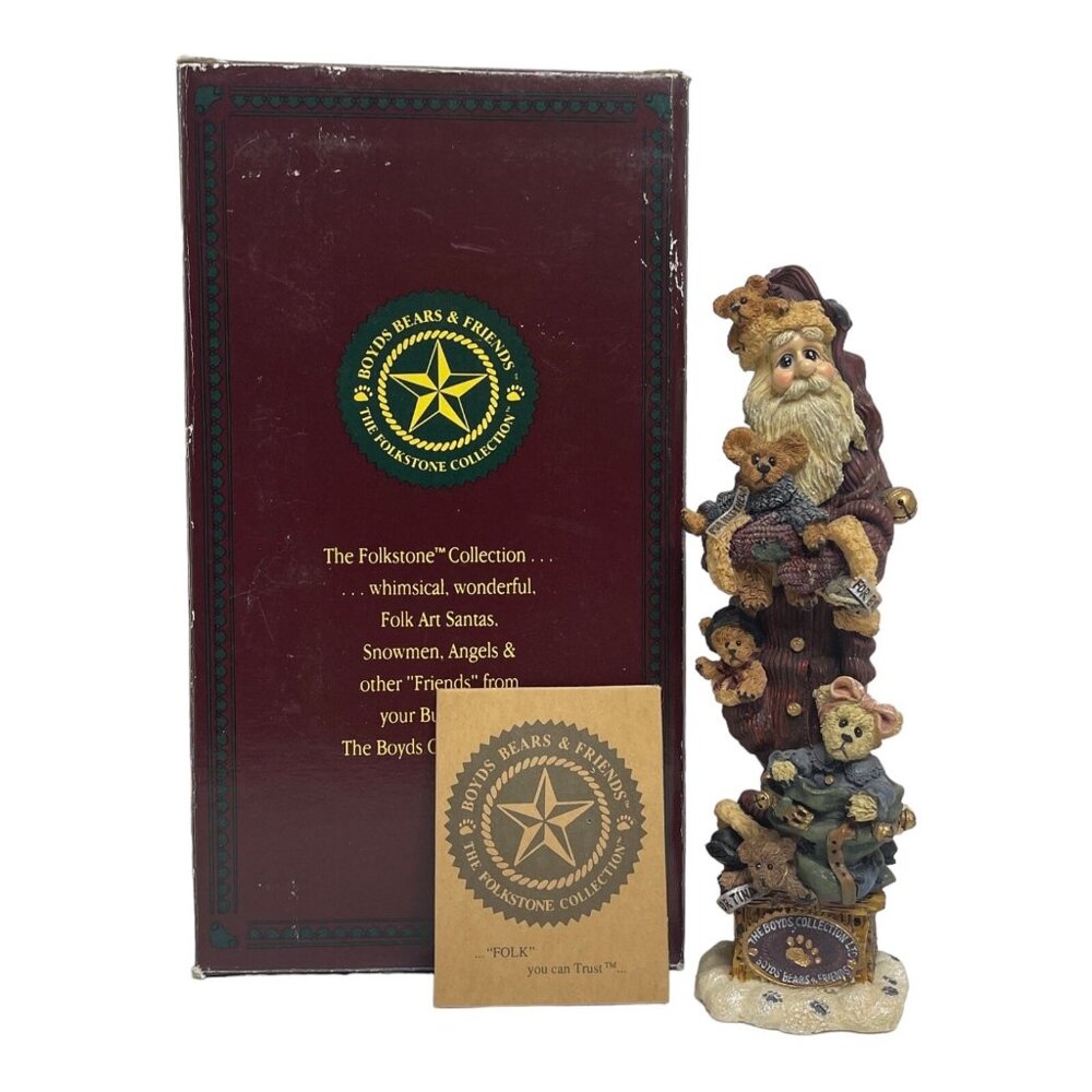 Vintage Christmas Santa Claus BEARLY NICK + BUDDIES Figurine Statue Boyds